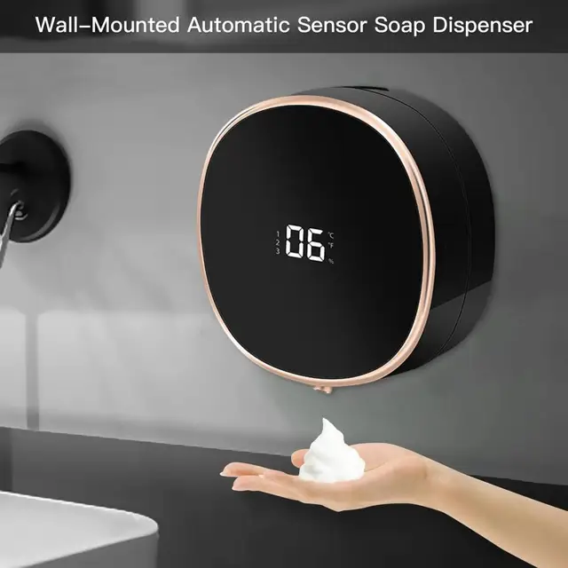 Dispenser di sapone elettrico con pulsante a sfioramento Dispenser di sapone elettrico touchless Montaggio a parete per Home Office Hotel per bagno 6