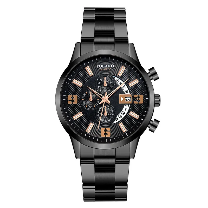 

Fashion Watches YOLAKO 2021 Fashion New Men's Calendar Quartz Watch Men's Business Steel Band Watches Hot Leisure Luxury Watch