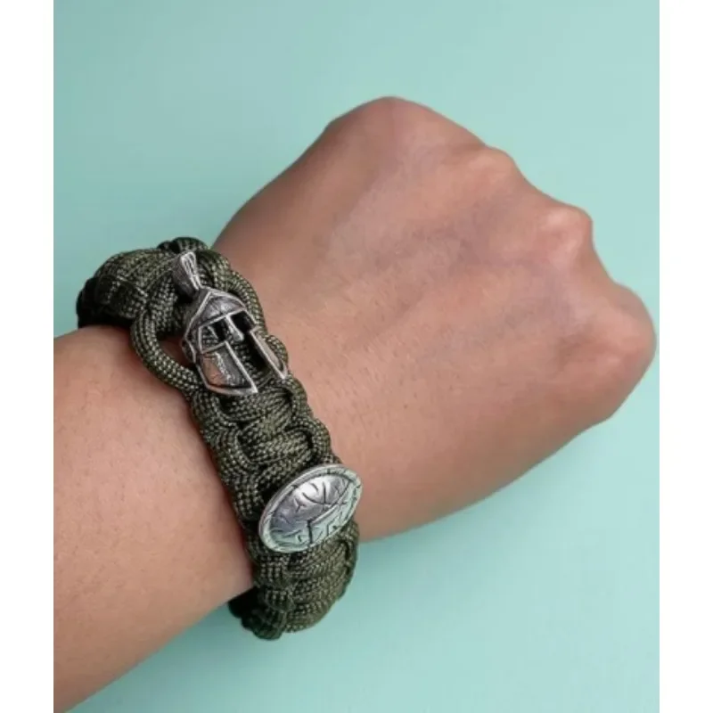 Paracord Braided Trip Bracelet Outdoor Camping Survival Mens Spartan Helmet Warrior Accessory