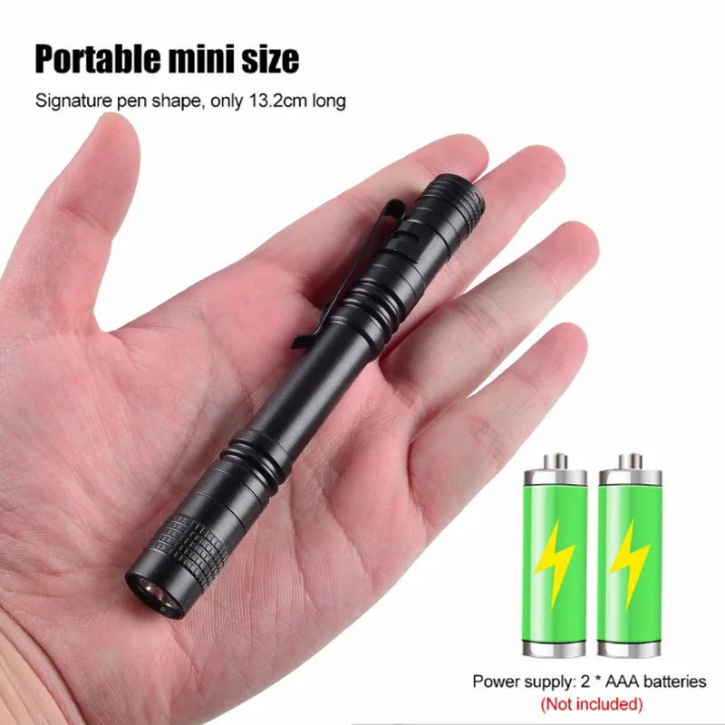 UV Flashlight 365nm Ultraviolet Torch Portable With Pen Clip Pet Urine Scorpion Detector UV Lamp AAA Batteries Violet Light