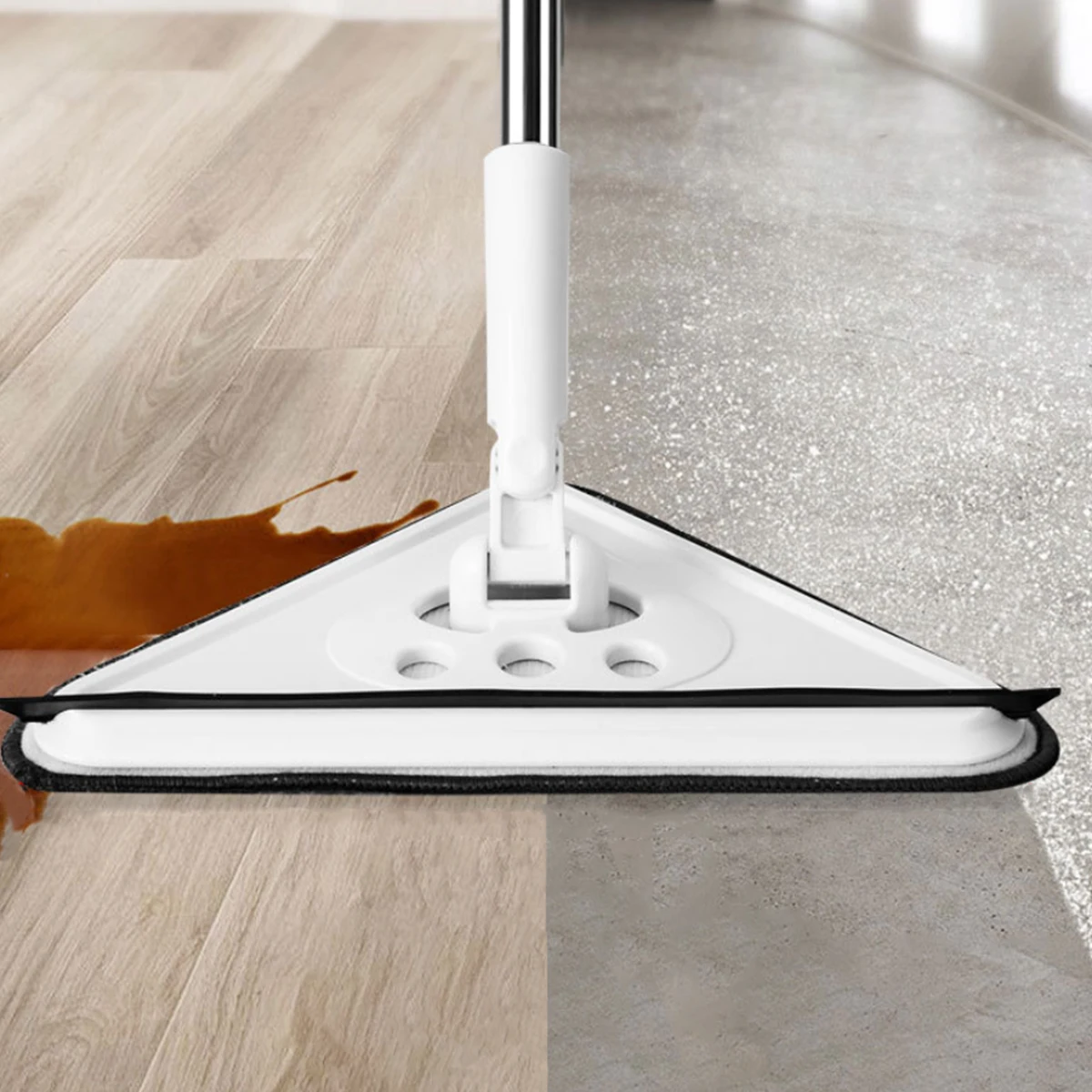 1pc 360° Giratorio Ajustable Limpieza Spin Mop, Mango Largo Triangular Mop,  Profesional Largo Ventana Rascando Mop, Para Piso/Techo/Esquina/Limpieza D