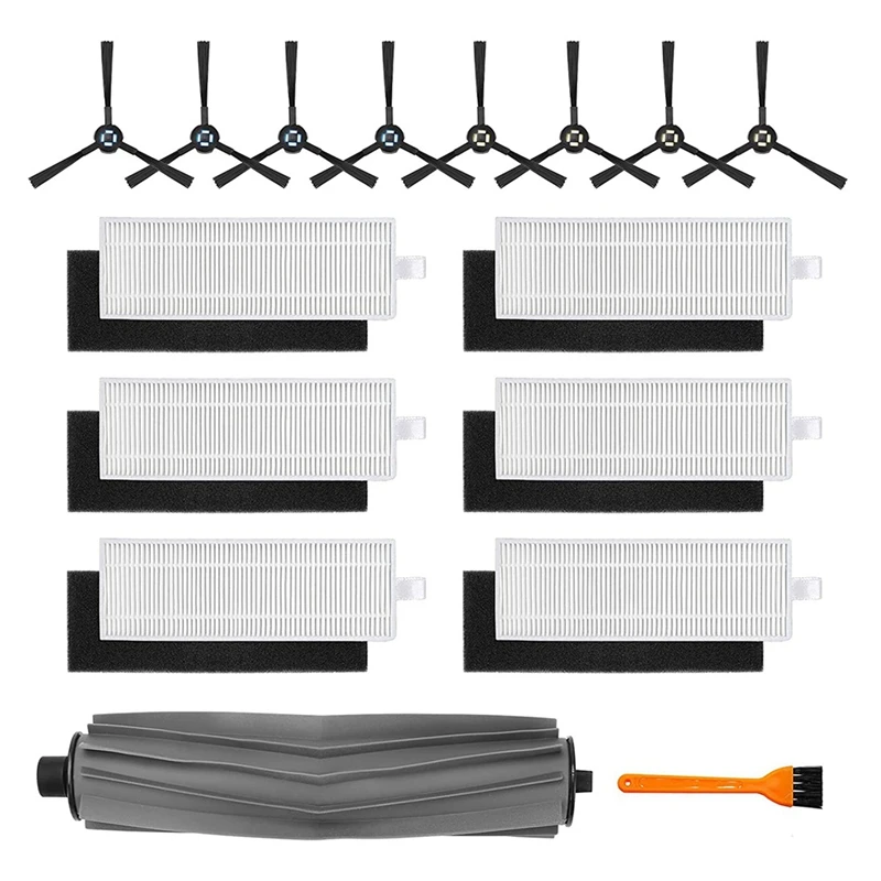 Replacement Parts Kit For Ilife A7 A9S Robot Vacuum Cleaner Includes 1 Roller Brush + 6 HEPA Filters + 8 Side Brushes