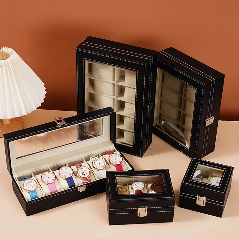 Leather Watch Box Watch Storage Box Wristwatch Display Home Decor Landing Display Delicate Simple Gift watch storage box,watch storage bag,watch storage pouch,watch display stand,leather storage box