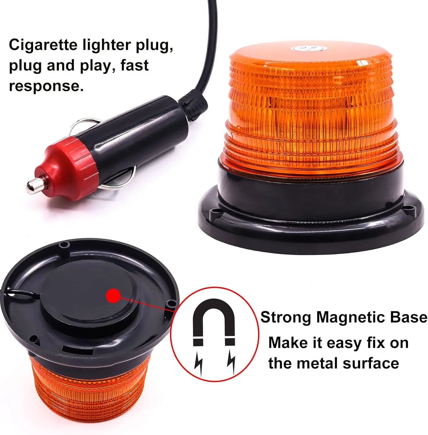 LED Strobe Light Circular Car Flashing Signal Magnetic Ceiling Police Emergency Lights Portable Warning Lighting 12-24V