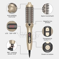 3 In 1 Ionic Hair Curler Straightener Professional Curling Iron Heated Hair Styling Brush Anti-Scald Thermal Brush Curl Wand 2