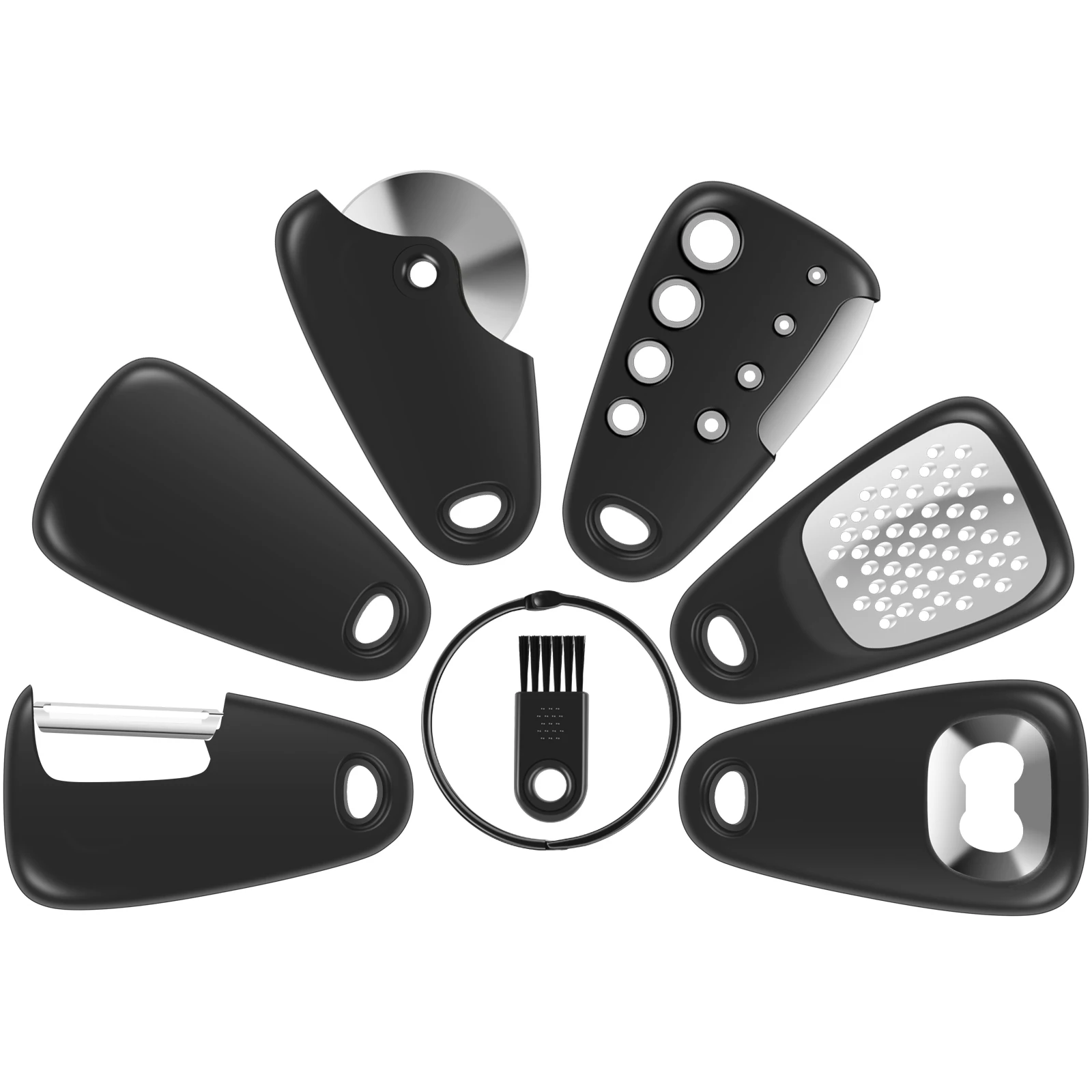 

6Pcs Kitchen Gadgets with Brush Space Saving Kitchen Tool Set Unique Cooking Accessories Cheese Grater Bottle Opener Vegetable