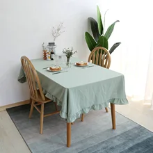 

Cotton Tablecloths, Waterproof Table Covers Pure Color Simplicity Light Green Dining Table Coffee Table Deco