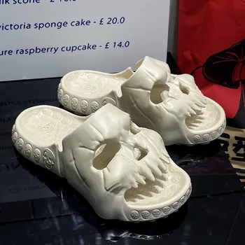 Skull Design Men Slippers Y2K Personalized 2023 Punk Summer Outdoor Slide Thick Sole Platform Beach Non-Slip Male Sandals - Image 1