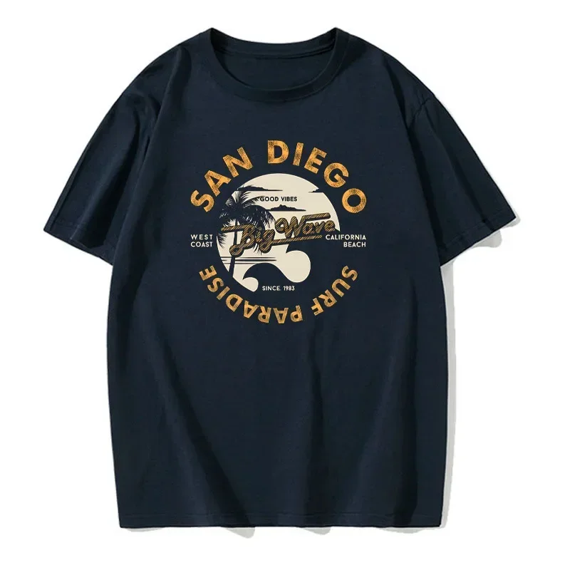 Мужская и женская летняя футболка с коротким рукавом с принтом «Сан-Диего»