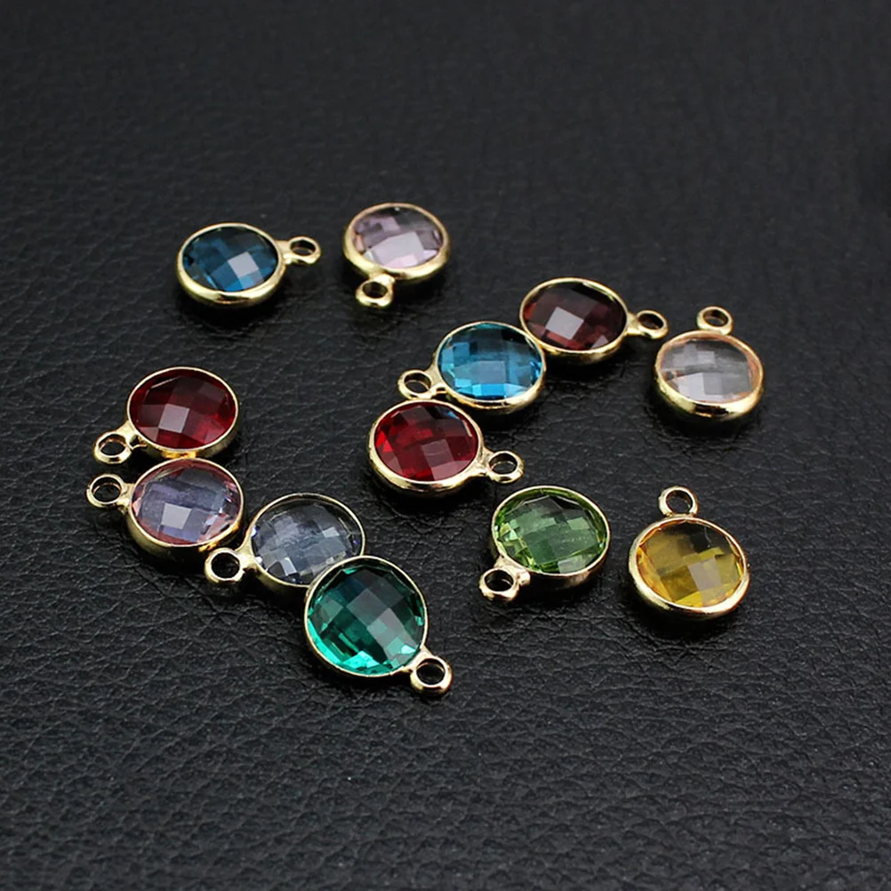 

12pcs Colorful Crystal Alloy Pendant Charms Jewelry Making Accessories for Necklace Bracelet (Golden Edge)