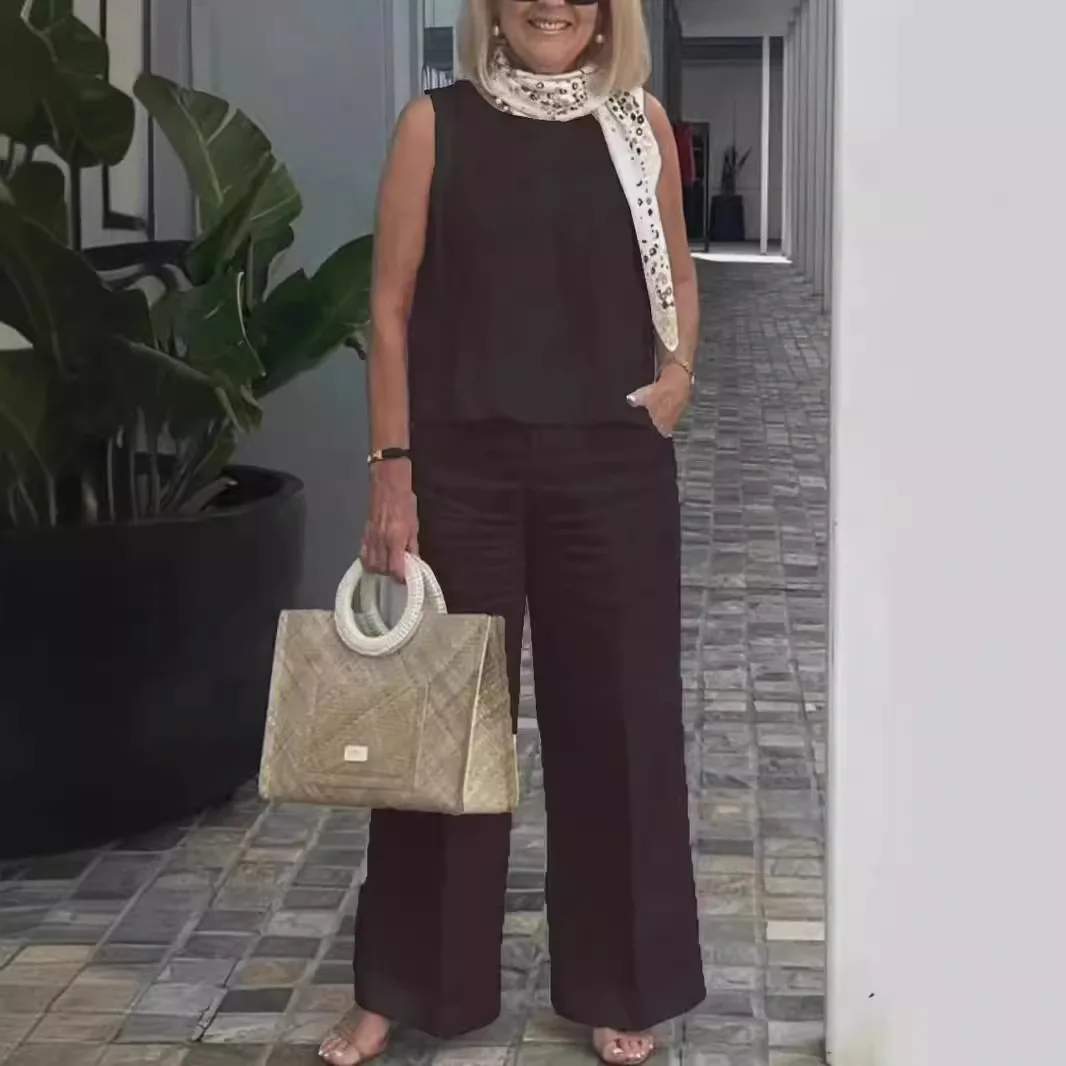 Women Cotton Linen Summer Pant Suits