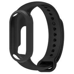 Silicone Strap and Protective Watch Case for Smart Band - Soft Replacement Bracelet (Black - Black)