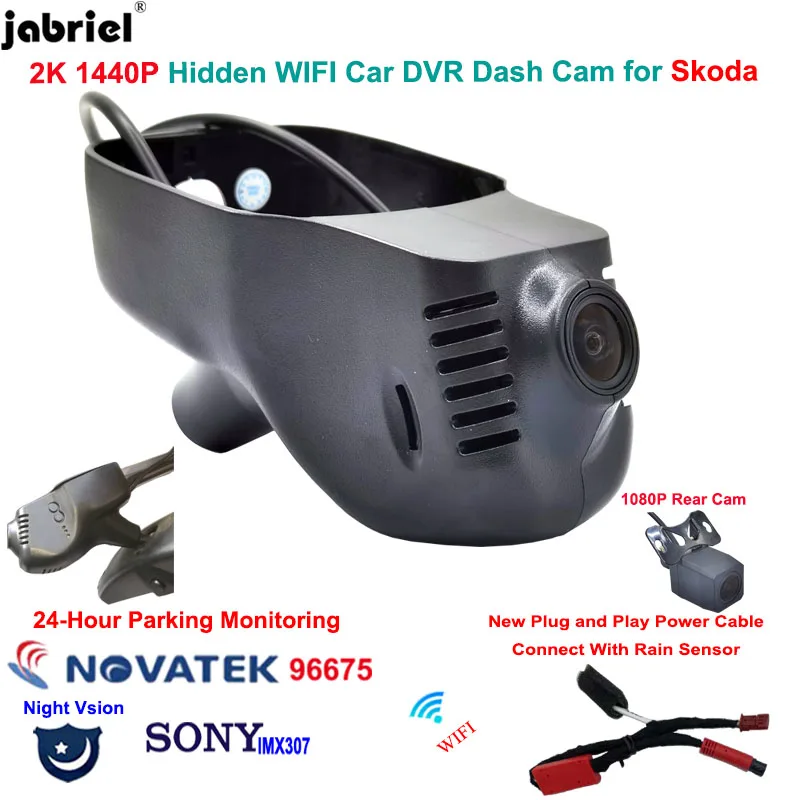 

2K Dash Cam 24H Front and Rear Camera for skoda yeti kodiaq octavia a5 a7 rapid fabia superb Karoq 1440P Video Recorder Dashcam