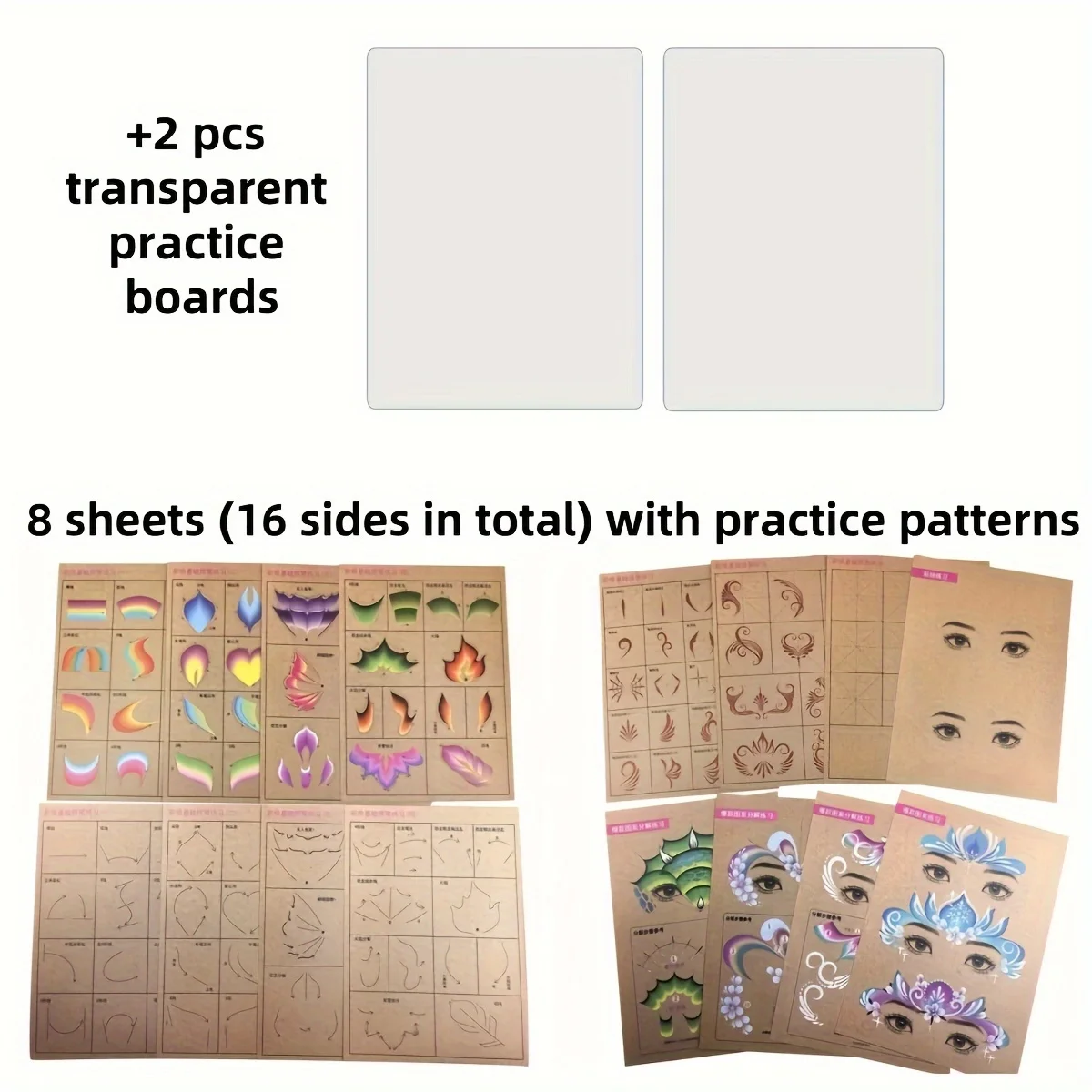 Painting Practice Template Pattern Breakdown Exercise Washable and Reusable Face Painting Practice Board - 6