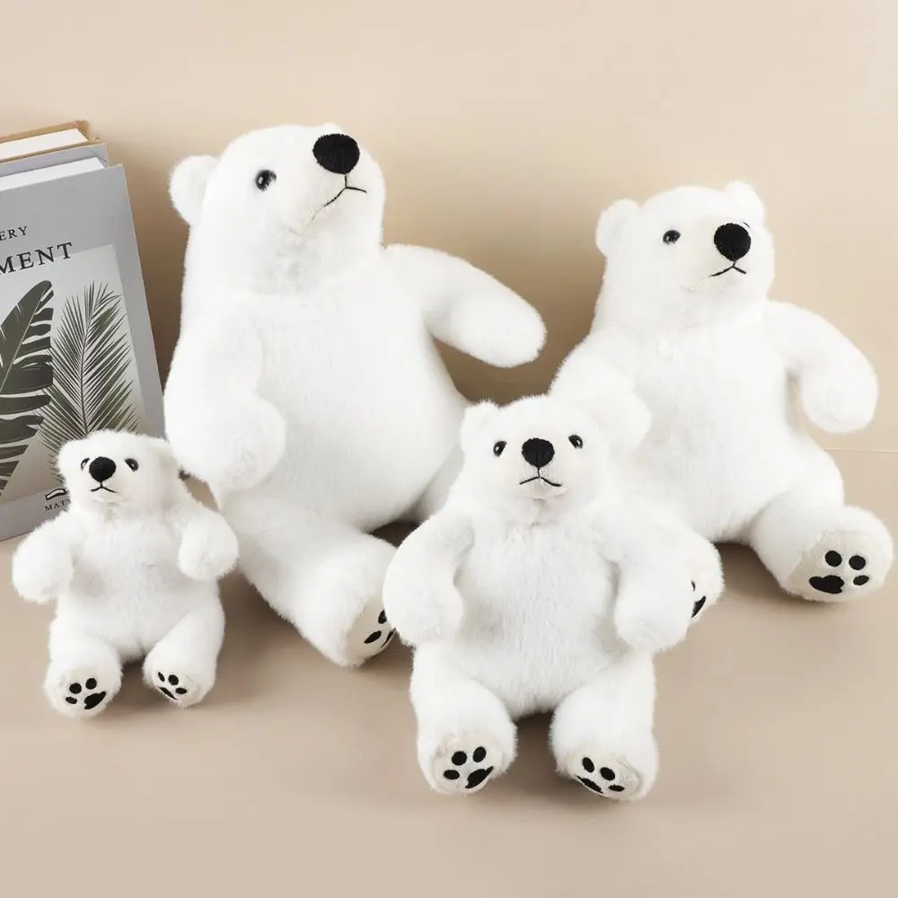 Big Feet Sitting Polar Bear Plush Toy Scarf Round Belly Stuffed Polar Bear Doll Soft Cartoon Animal Plush Doll
