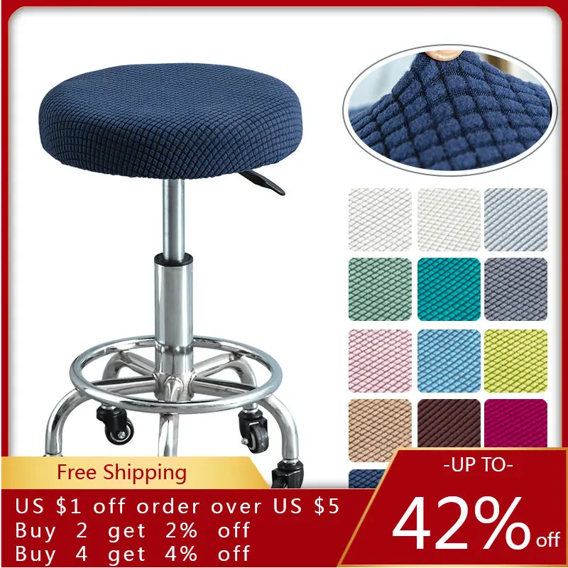 Removable Round Chair Cover Bar Stool Cover Polar Fleece Stool