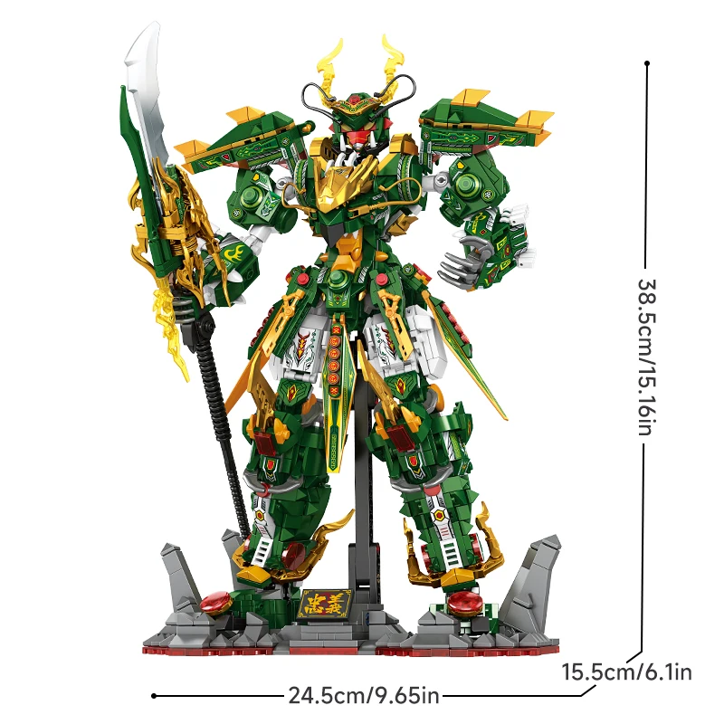 Big Superhero Mecha Building Blocks Green Dragon Robot Bricks DIY Construction F