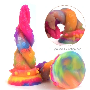 Novelty Luminous Tentacle Dildo with Sunction Cup for Women Vagina Anal Masturbate Penis 13 Colors  Glow in Dark Fantasy SexToy 2