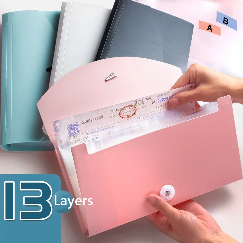 

File Folder Document Bag 13 Layers Expanding Wallet Folder Receipt Bill Ticket Card Holder Organizer Office Supplies Stationery