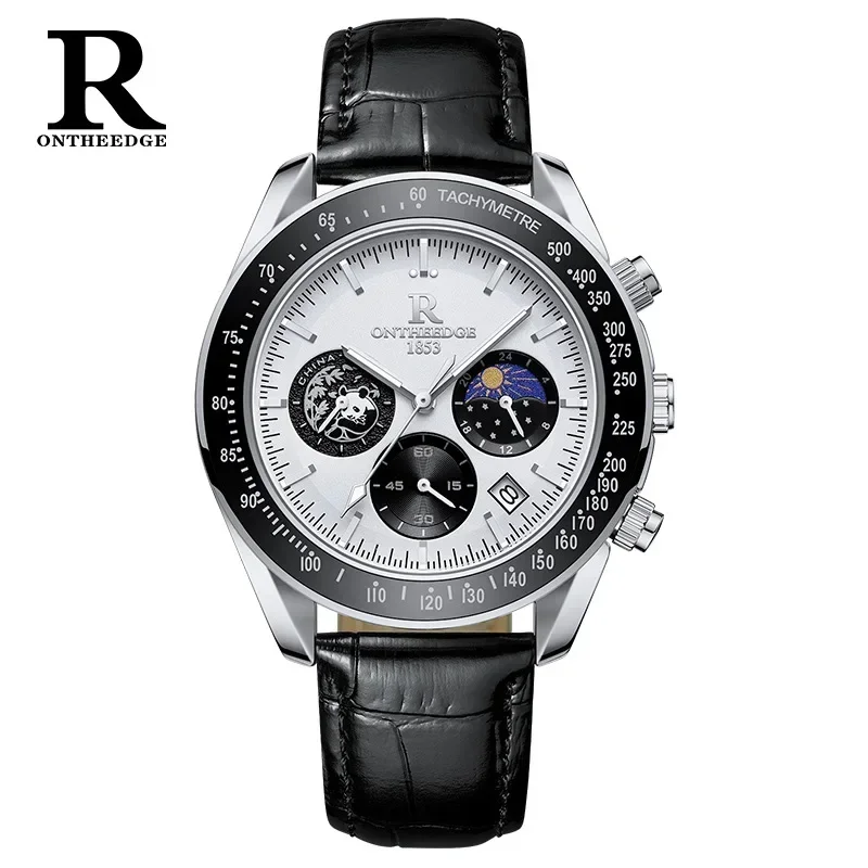 Top Brand Men's Business Wristwatch Panda Waterproof Luminous Date Week Watches Stainless Steel Quartz Men's Watch Male Reloj
