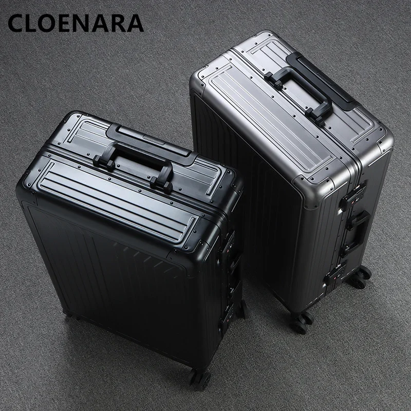 COLENARA New Luggage All Aluminum Magnesium Alloy Trolley Case Men 20 Inches Boarding Box 24 