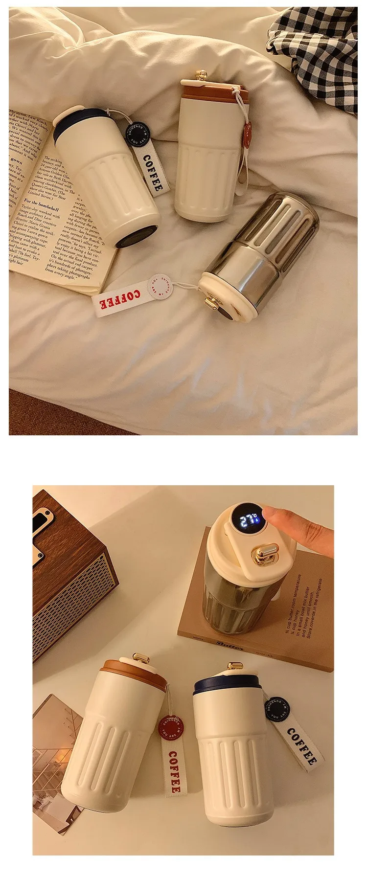 450ML Temperature Display Coffee Cup High Beauty Couple Gifts Cup Thermal Portable Tumbler Thermos for Coffee Water Bottle