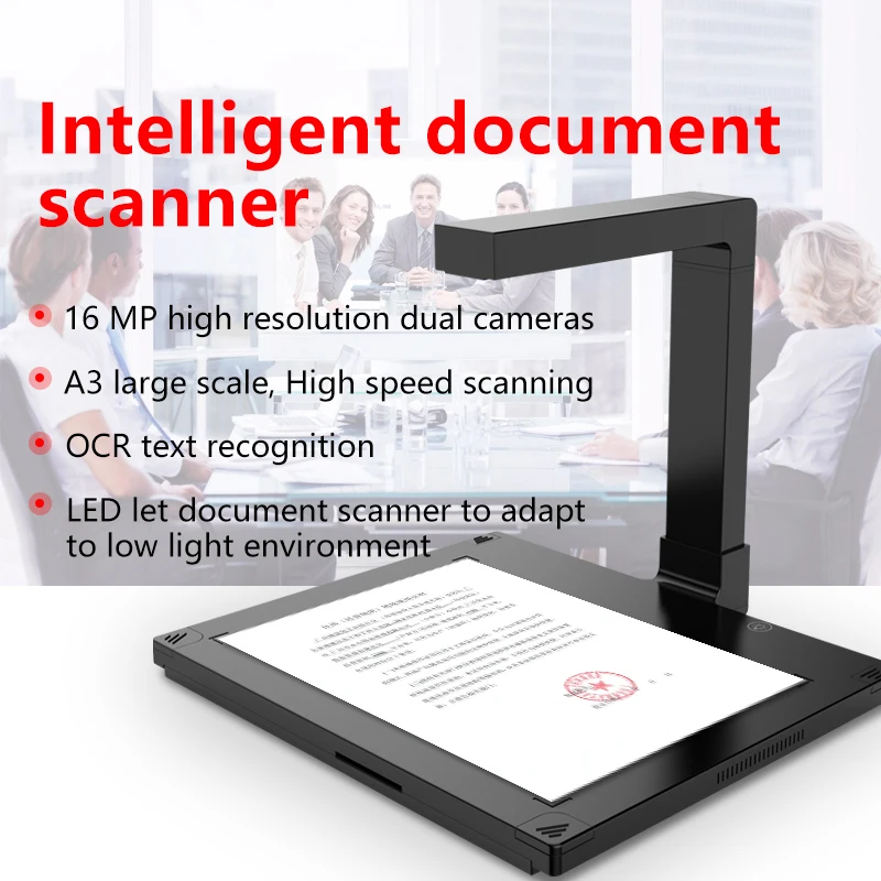 A3 16MP OCR Photo Scanner Automatic Book Scanner Handheld Portable Document Camera