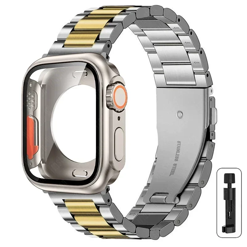 Premium Stainless Steel Watch Strap with Ultra Protective Case