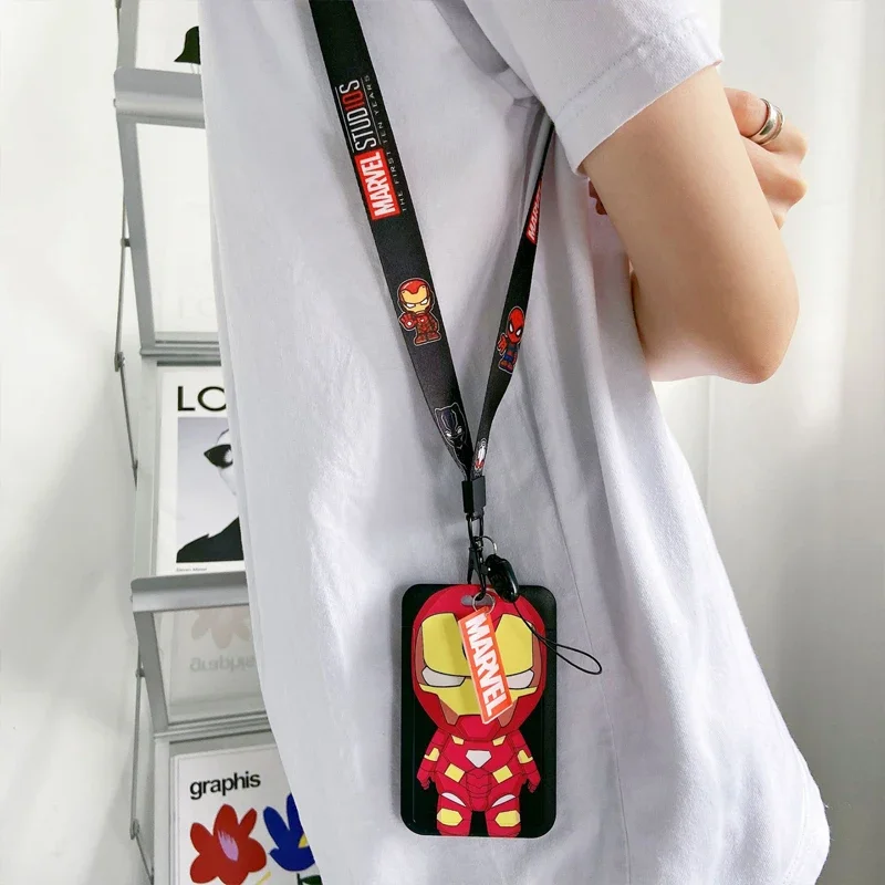ID Card Holder Disney Superhero Neck Strap Pendant Boys Door Badge Holder Lanyards Keychain Men Work Credential Case Gift