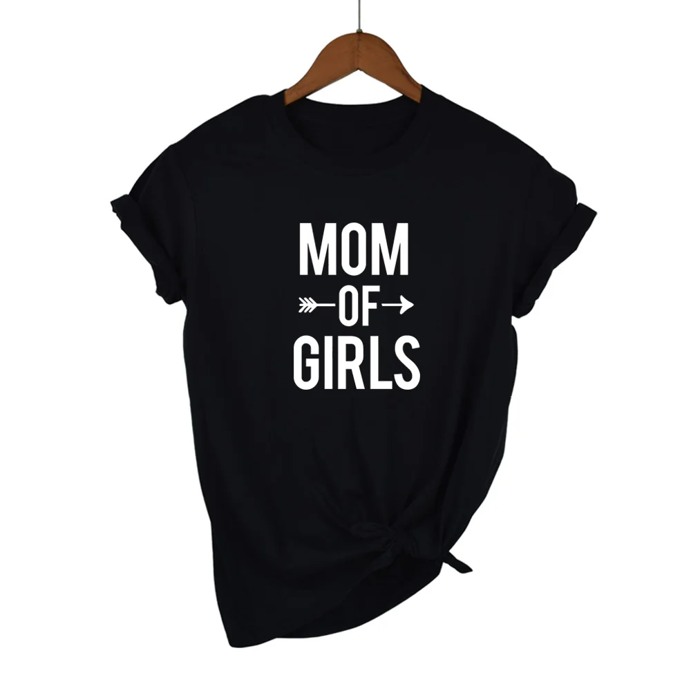 

Женская футболка с надписью MOM OF GIRLS arrow, хлопковая Повседневная забавная футболка для девушек и женщин, хипстерская футболка, Прямая поставка
