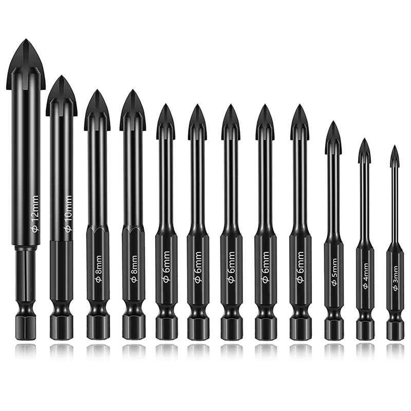 12 Pieces Glass Concrete Drill Bit Set 