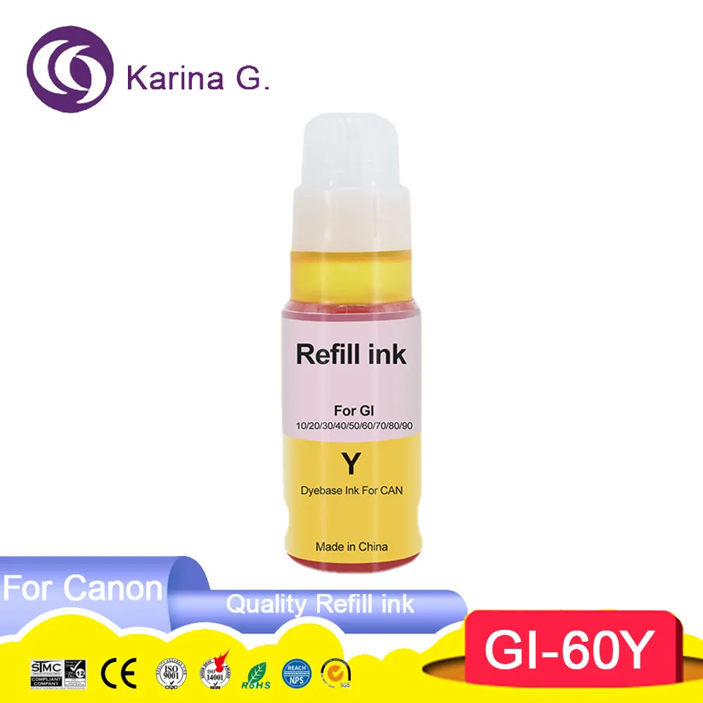 GI-60 GI60 GI 60 Premium Color Compatible Bulk Bottle Water Based Refill Tintas