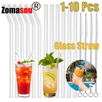 Reusable Glass Straw Set with Cleaning Brush 1