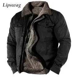 2023 Winter Thick Wool Liner Coats Mens Outdoor Warm Outfits Multi Pockets Cargo Jacket Men Fashion Breasted Collar Fleece Coat