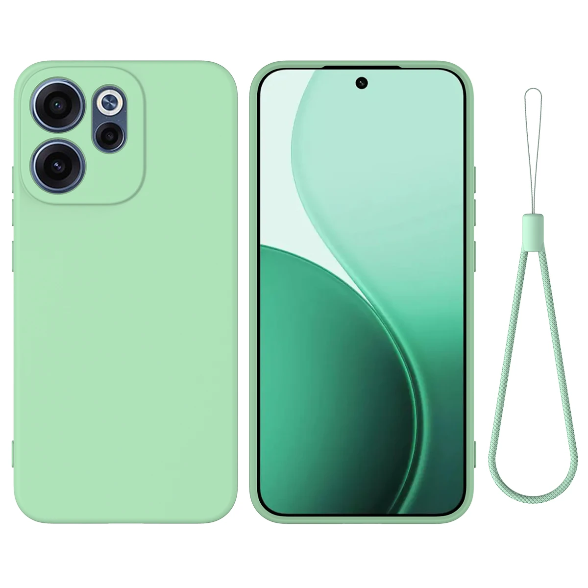 Liquid Silicone Skin-Friendly TPU Anti-Drop Case with Lanyard - Shockproof