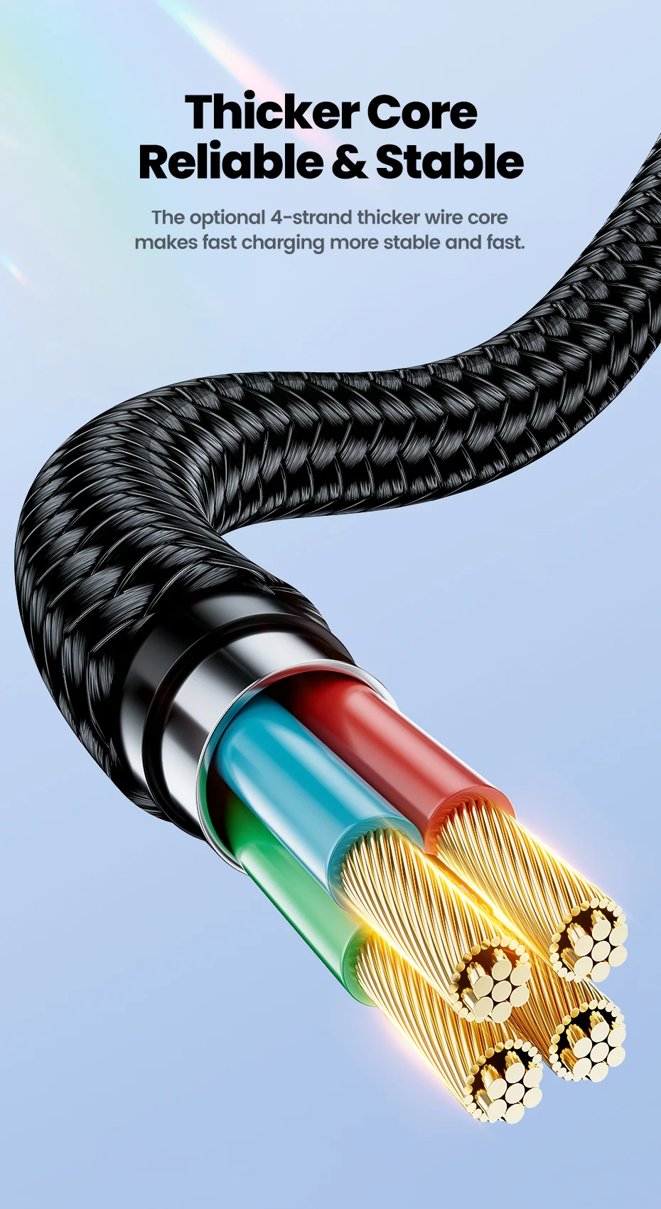Toocki 90er ° Ellenbogen-USB-A-auf-Typ-C-Kabel 3A QC3.0 Blaues, mit Aluminium geflochtenes Schnelllade-USB-C-Kabel für iPhone 15, Samsung Power Bank – Detail 6