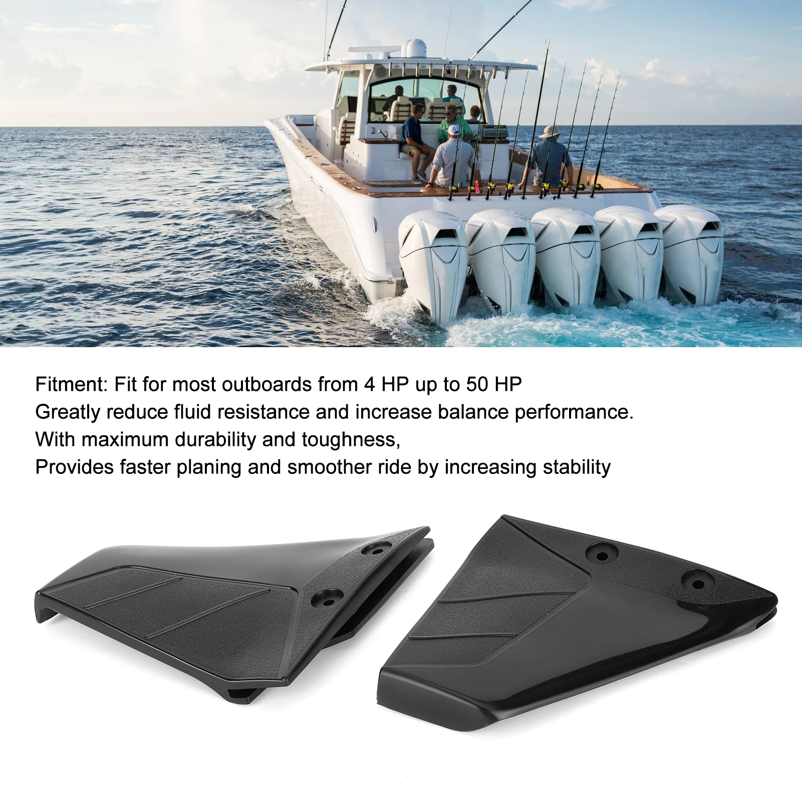 Pinna Stabilizzatrice, Ala Stabilizzatrice in Plastica ABS Aliscafo Marine Yacht Barca Enigne Stabilizzatore Idrodinamico Stabilizzatore Per Aliscafo Per Fuoribordo 4‑50HP