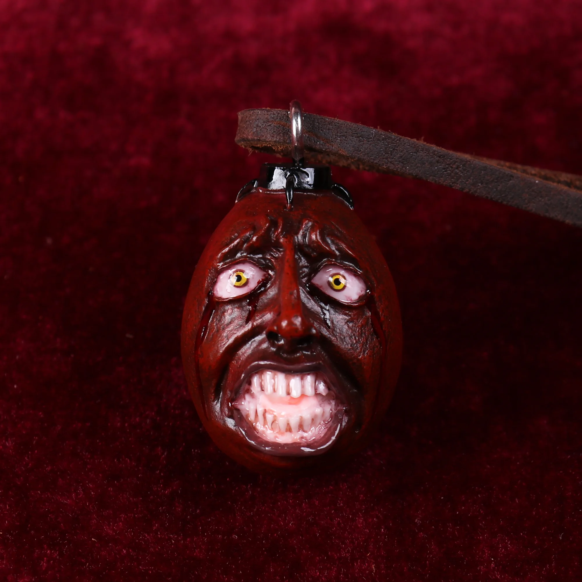 Vol.7 Dark Red Behelit Necklace Eclipse Version Pendant With Leather Rope Anniversary Gift