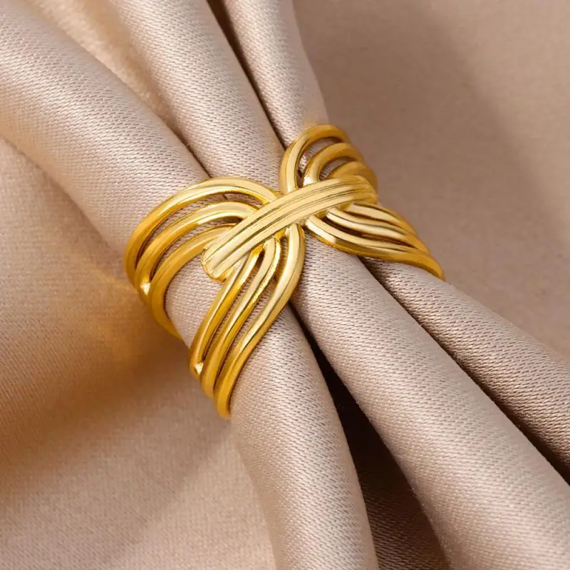 48 Style Women Stainless Steel Gold Color Hollow Out Geometric Open Rings for gold color rings,stainless steel ring,finger ring,gold color ring,opening ring,adjustable rings