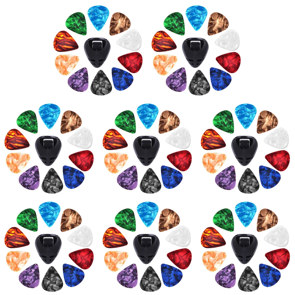 10Pcs Celluloid Guitar Picks & Pick Holder Set Guitar Accessories (0.71mm)