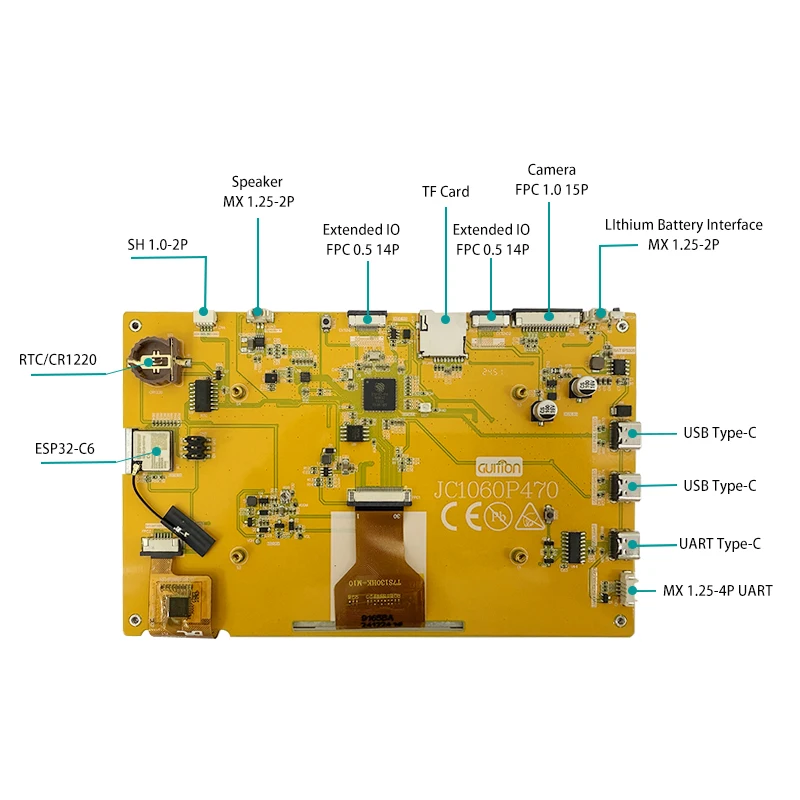 ESP32P4 ���� ���� 7 ��ġ 1024x600 �뷮 �� ��ġ ��ũ�� DSI MIPI ���÷��� 32MB PSRAM 16MB �÷��� WiFi Bluetooth Type-C