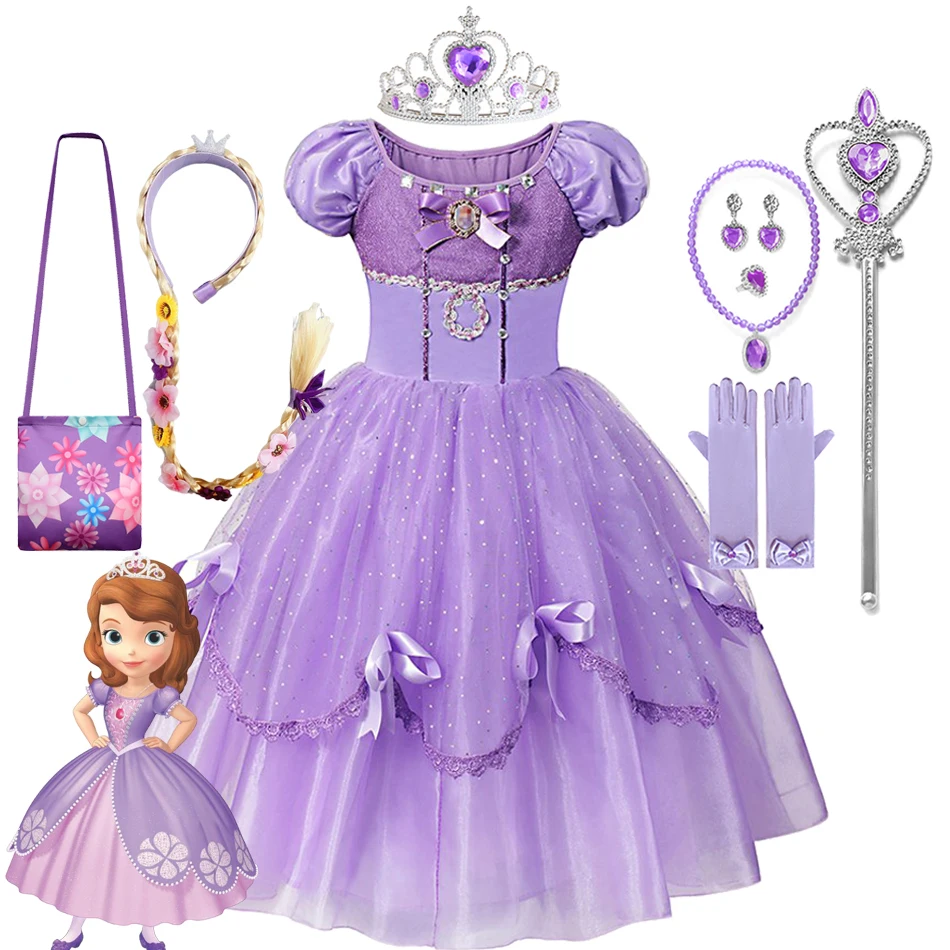 Disney Sofia Princess Girl Party Dress Up Fancy Kids Birthday Cosplay Halloween Sofia Il Primo Costume Dress