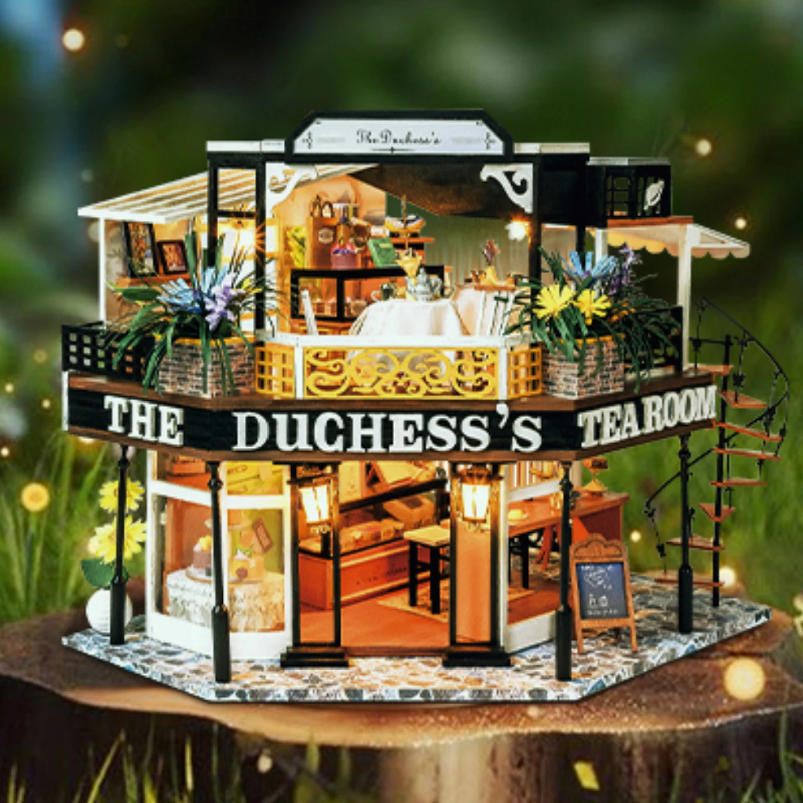 DIY Wooden The Duchess's Tea Room Cottage Doll Houses Miniature Model Kit Dollhouse with Furniture for Friends Birthday Gifts 2