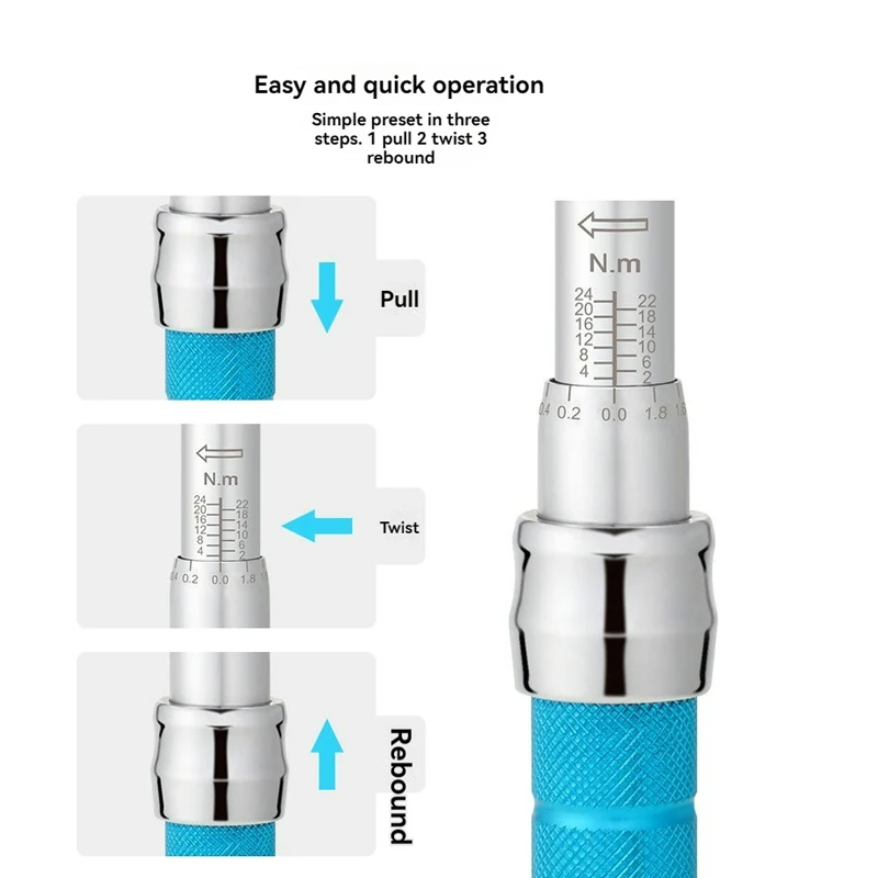 VEVOR 1/2" Clé Dynamométrique Mécanique Clé De Torsion 14-204 N.m Précision ±3% Clé à Cliquet Réglable 72 Dents Contre Surcouple Avec Adaptateurs 6,35/9,5 Mm Rallonge 127 Mm Kit D'Entretien Auto Moto