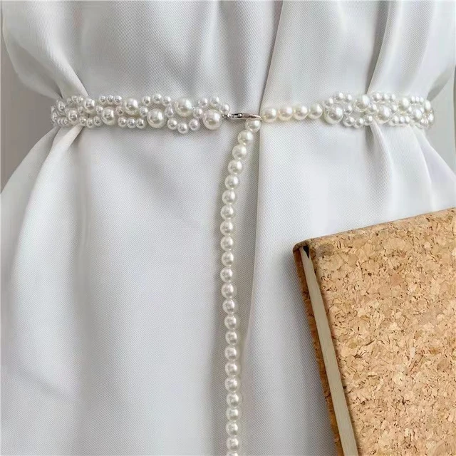 Fashion Elastic A Variety Of Styles Rhinestone Buckle Waist Chain  Accessories Ladies Belt Pearl Elastic Formal Women Waistband