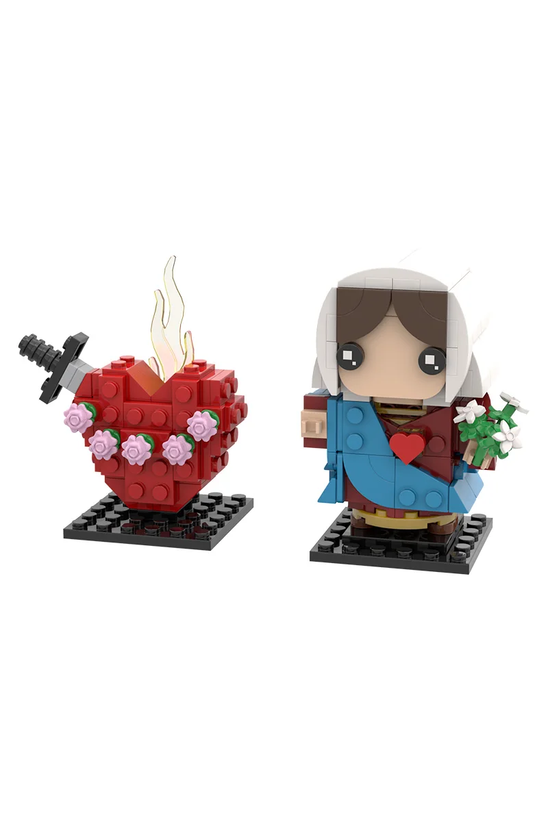 MOC Jungfrau Maria Modell Bausteine Cor Immaculatum Mariae Jesus Mutter Katholische Religion Figur Ziegel Spielzeug Geschenk – Detail 8