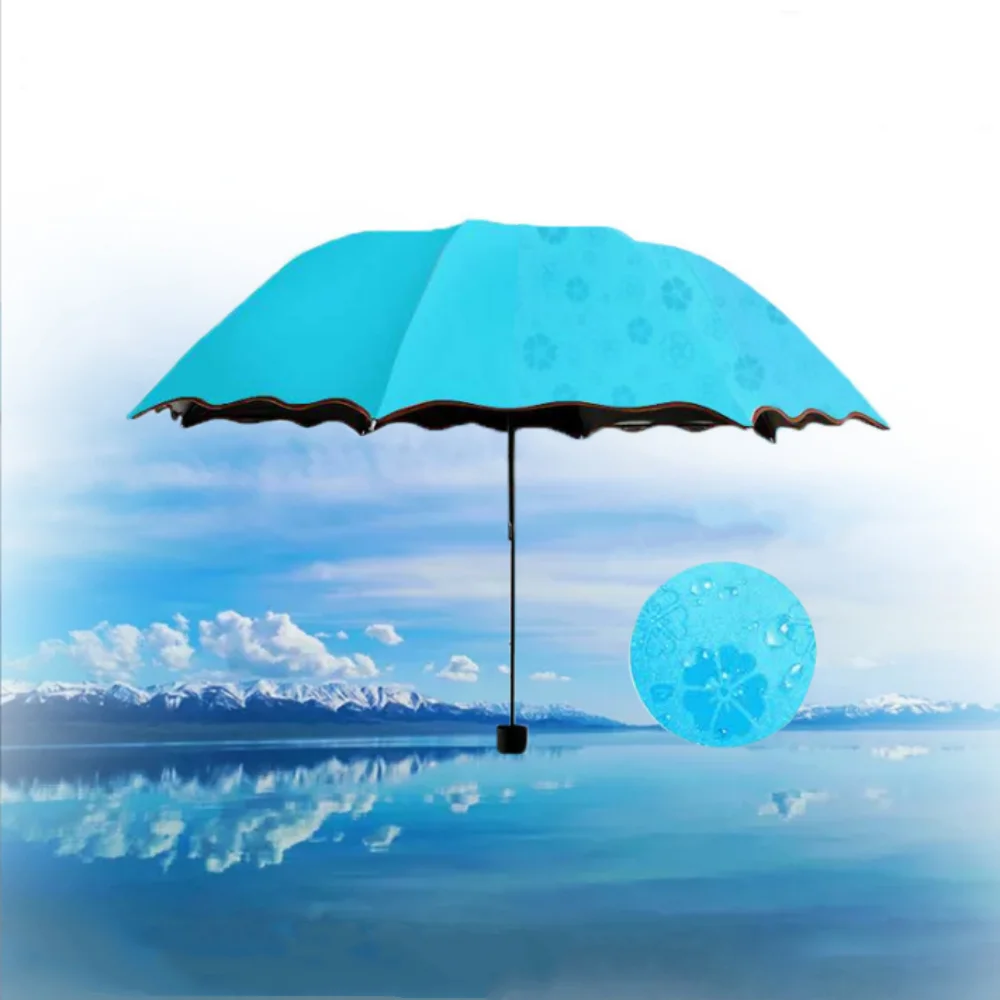 Folding umbrella Magic Folding Umbrella Rainwater Pattern Windproof Sunshade Outdoor Sports UV Protection