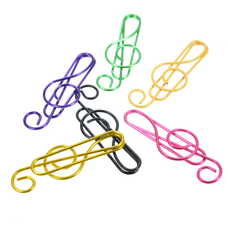 30/50/100PCS Paper Clips Cute Musical Note Paperclip Multicolor Metal Bookmarks for Music Enthusiast for Party Invitation Card paper clips