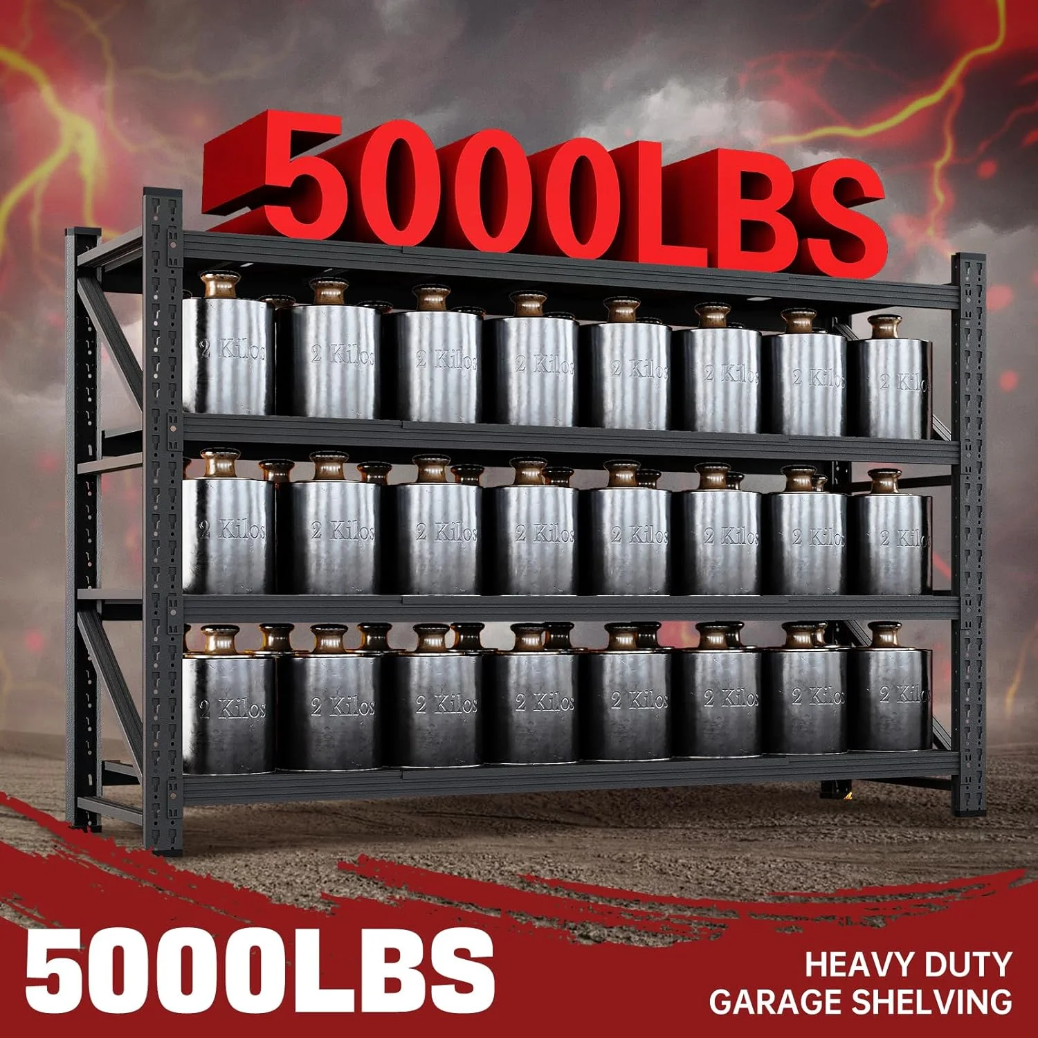 71" W Garage Shelving Heavy Duty Metal Adjustable Garage Shelves, Shelving Units Industrial Shelving for Warehouse