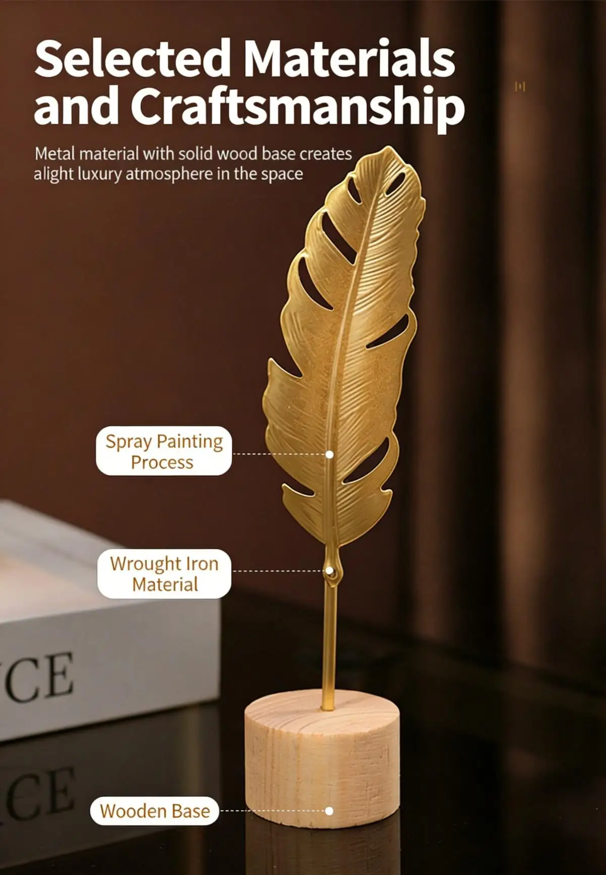 Nordic Style Iron Ginkgo Leaf Ornament - Gold